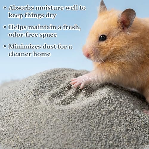 Sukh Hamster Desert Sand - Coarse Bedding Sand, Hamster Hides & Cleaning | Dust Free Sand Bath for Hamster, Guinea Pig, Chinchilla, Syrian Mice, Small Pet Cage Bedding Accessories,14oz apple scent - color: Grey