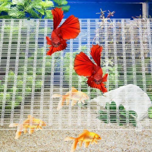 4pcs Aquarium Divider Fish Tank Grid Bottom Isolation Panels with Suction Cups, Plastic Separator for Betta Fish Breeding and Reptile Tanks