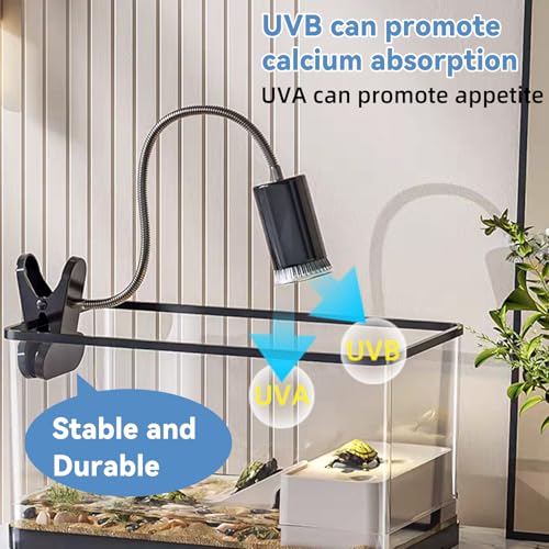 BNOSDM Reptile Heat Lamp, UVA UVB Light for Aquarium Turtle Tank, Reptile Lamp Fixture with 2 * 50W Basking Light and 360° Rotatable Timing & Dimming, Tortoise Heat Lamp for Turtle Lizard Snake Chick - color: Single-head Black