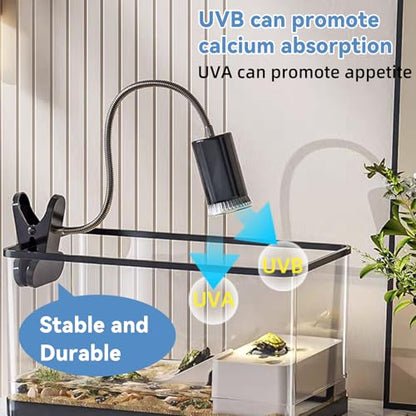 BNOSDM Reptile Heat Lamp, UVA UVB Light for Aquarium Turtle Tank, Reptile Lamp Fixture with 2 * 50W Basking Light and 360° Rotatable Timing & Dimming, Tortoise Heat Lamp for Turtle Lizard Snake Chick - color: Single-head Black