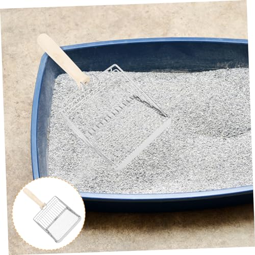 Yardwe Cat Litter Scoop Wooden Handle Deep Shovel and Sifter for Removal for Cleaning Cat Litter and Reptile Waste and Easy to Tool