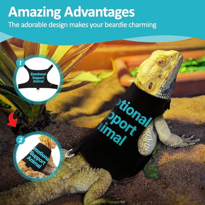 Bearded Dragon Lizards Clothes with Leash Set - Cute Lizard Reptile Small Animal Adjustable Harness Clothes for Walking Outdoor Security Costume Photo Prop(Blue - color: Blue