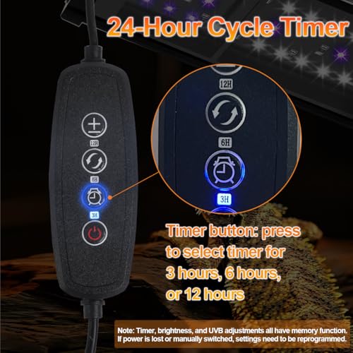 LED UVB Reptile Light with Timer & Dimmer, Adjustable 10.0-20.0 UVA UVB Fixture, Full Spectrum Sunlamp for Bearded Dragons, Turtles, Snakes, Desert & Tropical Habitats, 22-Inch - size: 22 Inch