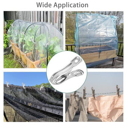 20Pcs Garden Clips for Netting, 2 Inch Metal Greenhouse Clamps | Stainless Steel Body,Strong Spring Grip Fits 3/8 to 3/4 Inch Poles, Securing Netting, Shade Cloth and Plant Covers to Frames - style: 20Pcs
