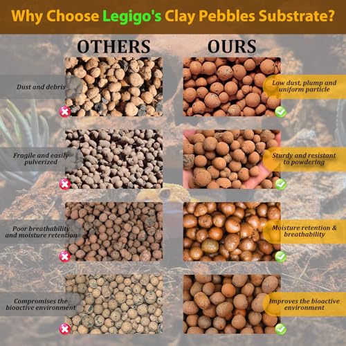 2 LB Organic Expanded Clay Balls Terrarium Substrate for Reptiles | Drainage & Humidity Control, Reusable Leca Balls for Bioactive Setups, Reptile Enclosures, Hydroponics, Aquaponics & Plants - color: 2LBS