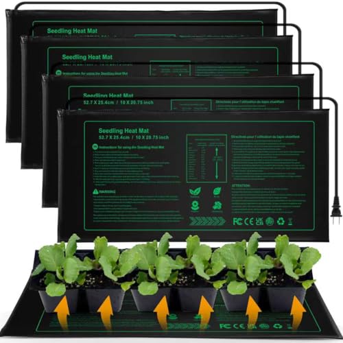 Seedling Heat mat | 4 Pack | Durable Waterproof | Heat Mats for Seed Starting,Seed Germination Heating Mat 10 x 20.75 Inch - size: 4 Pack Seedling Heat mat