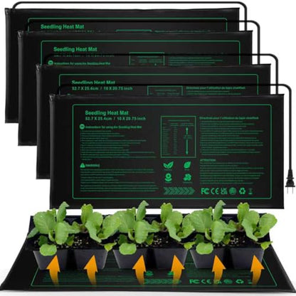 Seedling Heat mat | 4 Pack | Durable Waterproof | Heat Mats for Seed Starting,Seed Germination Heating Mat 10 x 20.75 Inch - size: 4 Pack Seedling Heat mat