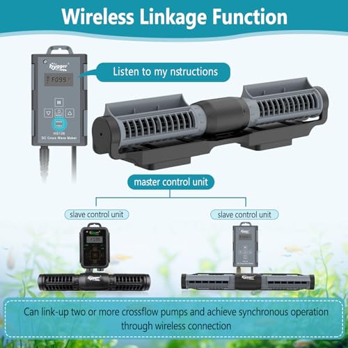 hygger Aquarium Gyre Wave Maker Fish Tank Cross-Flow Pump Adjustable Aquarium Water Circulation Powerhead with Controller Magnetic Base (2380GPH) - size: 2380GPH