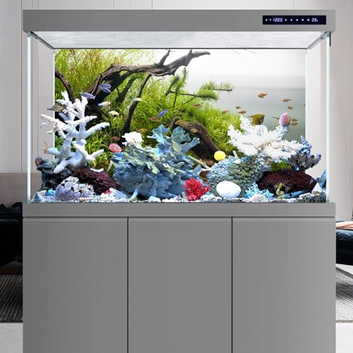 YongFoto Fish Tank Background 24x12 inch Aquarium Background River Bed Waterweeds Moss Lake Aquatic Plant Undersea Tree Branch Backdrop Reptile Habitat Terrarium Background - color: Green-6, size: 24x12in/60x30cm