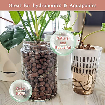 8LB Leca Clay Pebbles for Plants, 4mm-16mm Clay Balls for Hydroponic | Drainage, Reusable, Aeration, Moisture Retention, Lightweight, Natural Leca for Orchids, Succulents, Terrariums, Aquaponics - size: 8LB