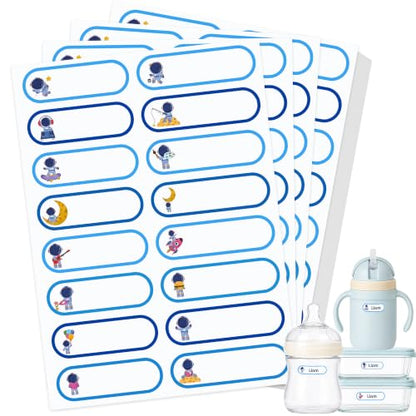 Tinabless 480 Pcs Daycare Labels for Kids, Self-Laminating, Spaceman | 480 Spaceman Self-Laminating Daycare Labels For Baby Bottles, Water Bottles, Lunch Boxes And School Supplies. - color: Spaceman-480pcs