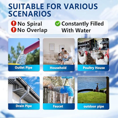 CSA & ETL Certified Constant Wattage Pipe Heating Cable 15FT | Constant 7W/ft heat output protects short pipe sections. For water-filled metal and plastic pipes down to -40°F. - style: 15 Feet