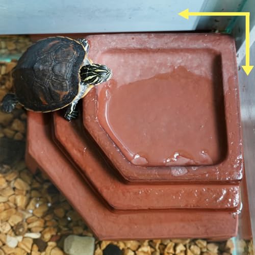 Reptile Habitat Décor Hideouts Basking Platform with Ramp for Aquatic Turtles Reptile Hide Cave Resting Terrace for Tortoise, Bearded Dragon,Leopard Gecko,Lizard