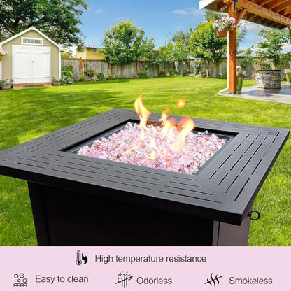 20 Pounds Fire Glass 1/2 Inch High Reflective Tempered Firepit Glass | Rose Gold Rocks for Fireplace, Fire Pit Table, Fire Bowl and Landscaping & DIY Crafts - color: Rose Gold, size: 1/2 inch, 20lb