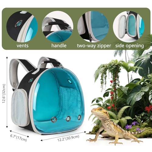 Guinea Pig Carrier, Guinea Pig Backpack with Clear Bubble Window (Black-Blue, Backpack) - color: Black-Blue