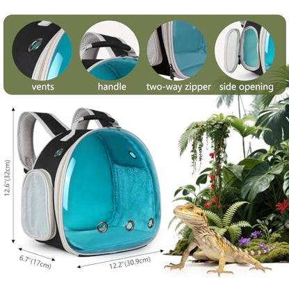 Guinea Pig Carrier, Guinea Pig Backpack with Clear Bubble Window (Black-Blue, Backpack) - color: Black-Blue