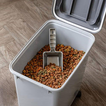 IRIS USA Dog Food Storage Container, 2-Pack, Up to 30 lbs, Gray/Dark Gray | Made in the USA, Comes w/ Wheels & 2-Cup Scoop, Airtight Seal, BPA-Free, Bird Seed, Cat food, Cat Litter, Multi-Pet Household - color: Dark Gray, size: 30 lbs - 2 Pack