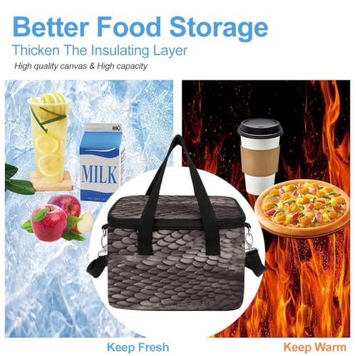Classic Snake Skin Insulated Cooler Bag Lunch Bag Lunchbox | 600D Waterproof Oxford Insulated Lunch Bag leakproof Portable Cooler Tote Bags Reusable Lunch Bag for picnic camping travel