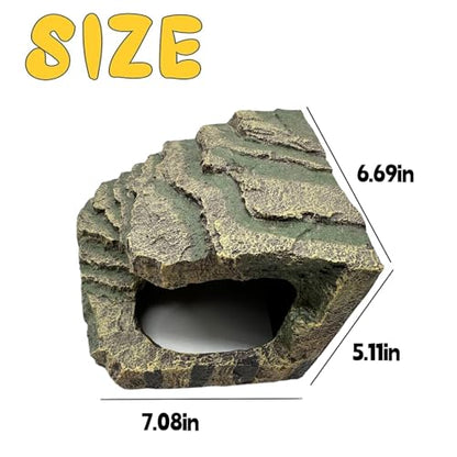 Tfwadmx Tortoise Basking Platform, Crested Gecko Hide, Reptile Cave Hideout with Basking Area, Turtle Tank Accessories for Leopard Geckos,Small Bearded Dragons,Frogs,Newts