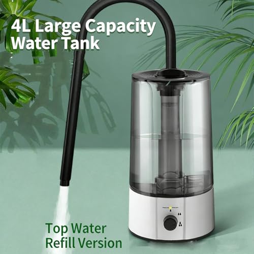 Reptile Humidifier Fogger, 4L Large Capacity 3 Grades Adjustable Quiet Mister with Extended Hose Automatic Terrarium Misting System for Chameleon Snakes Plants