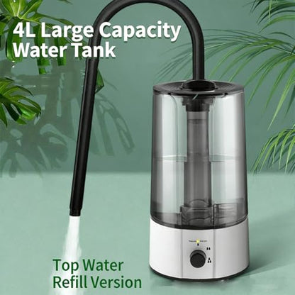 Reptile Humidifier Fogger, 4L Large Capacity 3 Grades Adjustable Quiet Mister with Extended Hose Automatic Terrarium Misting System for Chameleon Snakes Plants