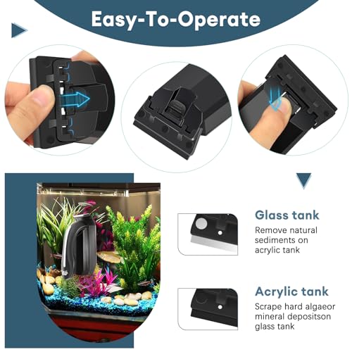 AQQA Aquarium Magnet Glass/Acrylic Cleaner,Fish Tank Cleaner Brush | Magnetic Algae Scrapers Cleaning Tools with 2 Detachable Scrapers,Floating Freshwater Saltwater (M) - size: Medium