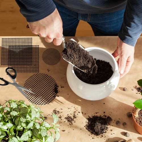 15 Pcs Flower Pot Hole Mesh Pad, 11.8 * 7.8 Inch Bonsai Pot Mesh, Bonsai Pot Bottom Grid Mat Mesh, Plant Drainage Screens Gasket, Keep Bonsai Soil from Flowing Away (Black)