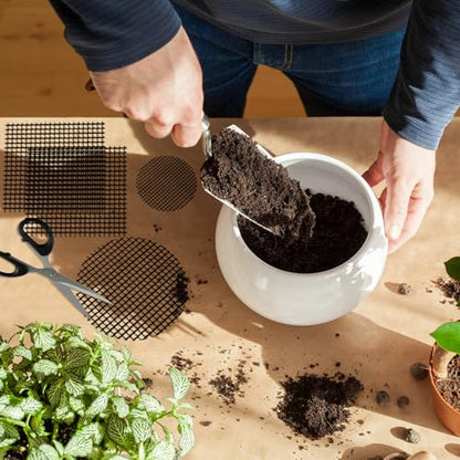 15 Pcs Flower Pot Hole Mesh Pad, 11.8 * 7.8 Inch Bonsai Pot Mesh, Bonsai Pot Bottom Grid Mat Mesh, Plant Drainage Screens Gasket, Keep Bonsai Soil from Flowing Away (Black)