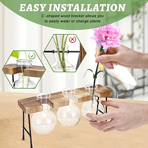 Propagation Station, 3 Pcs Bulb Vase Glass Plant Propagation Station Modern Desktop Glass Planter Hydroponic Table Top Planter Glass Flower Vases for Home Garden Office Coffee Table Décor