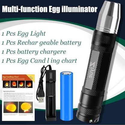Egg Candler Light Rechargeable USB Eggs Candling Tester | Candling light for chicken eggs, egg checker incubator 5 modes, USB charging, for chicken duck quail dark eggs. - color: Black
