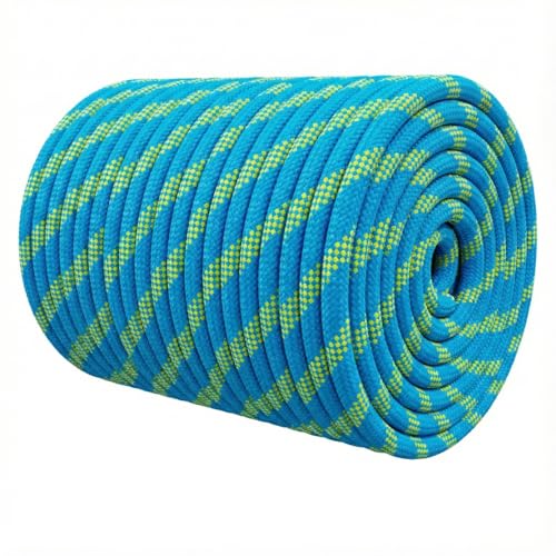 1/2 Inch Arborist Rigging Rope (250 Ft) - ASTM F2116 Certified (9,000 lbs MBS / 900 lbs SWL) - Static Polyester Bull Rope for Tree Climbing, Nautical Rigging & Swings (Blue) - size: 1/2IN x 250 FT, style: Blue Fluorescent Green
