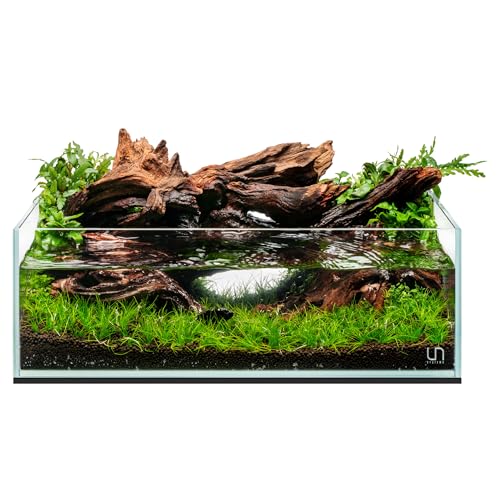Ultum Nature Systems Ultra Clear Rimless Aquarium - Low Iron Glass Fish Tank with 45° Mitered Edges, 5mm-12mm Thick, Leveling Mat Included (5S, Shallow, 2 Gallon) - size: [5S] - 2.5 Gal - 14.17 x 8.66 x 4.72 in