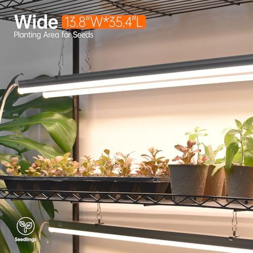 4-Tier Plant Shelf with Grow Light, 35.4x13.8x70.8in | Grow Light Shelf, Indoor Plant Stand, 6-Pack Full Spectrum LED Plant Lights, Timer, 90W Total, Ideal for Seed Starting
