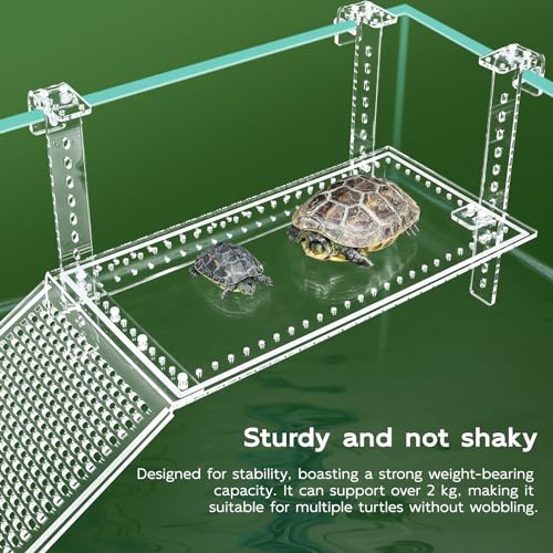 13" Hanging Acrylic Turtle Platform with Ramps | Adjustable hanging acrylic dock with attachable ramps. Solid clamp ensures stable placement on aquatic turtle tank rims - size: 13 x 6.9 Inch