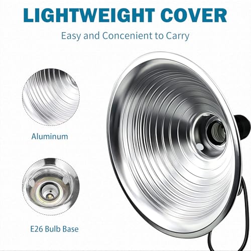 EP Clamp Lamp Light with Detachable 8.5 Inch Aluminum Reflector, 150 Watt E26 Socket (No Bulb Included), 8 Foot 18/2 SPT-2 Cord Cord, 2 Pack - size: 8
