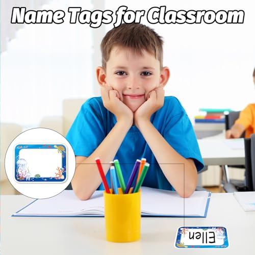 JarThenaAMCS 180 Pcs Ocean Animal Name Tag Stickers Under the Sea Nameplates Cartoon Marine Fish Self-Adhesive Label Decals for Back to School Students Teacher Desk Classroom - style: Ocean Sea