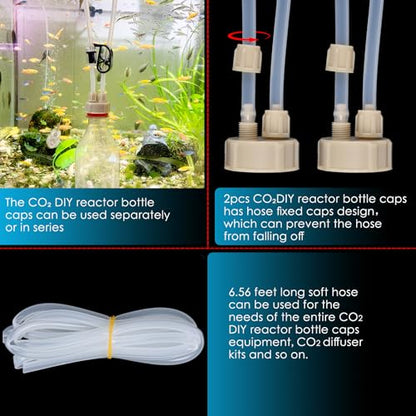CO₂ Level Indicator Reagent for Aquarium Fish Tank Test Kits Glass Aquarium Water C02 Drop Checker Container DIY CO2 Reactor Bottle caps Kits and so on