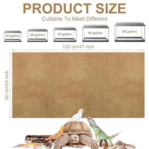 Haull 4 Pcs Reptile Carpet Pet Terrarium Floor Liners Bedding Substrate Liner Supplies Reptile Cage Mat Tank Accessories for Lizard Bearded Dragon Tortoise Snake Leopard (47 x 24 Inch, Coffee) - color: Coffee