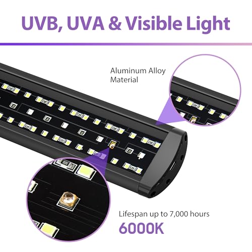 9W LED UVB Reptile Light Bar, with Dimming Controller for Geckos | 10 Inch UVB light bar features dimming controller and 7,000 hrs lifespan, perfect for Bearded Dragon, Lizards, Snakes - size: 10 INCH