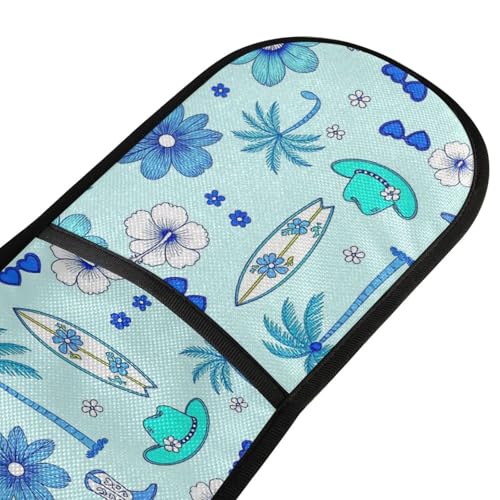 Dual-functionality Mitts and Pot Holders Sets High Heat Resistant Pot Holder Gloves Kitchen Aid BBQ (Summer Beach Blue Surf) - color: Summer Beach Blue Surf