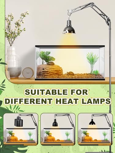Reptile Light Stand, Single Swing-Arm, Black, 15.7-74.3 inch | Adjustable 360° Swing Arm, Heat Bulb Stand, For Bearded Dragons, Turtles, Chameleons, Terrarium Compatible - color: Black, size: Single Swing-Arm