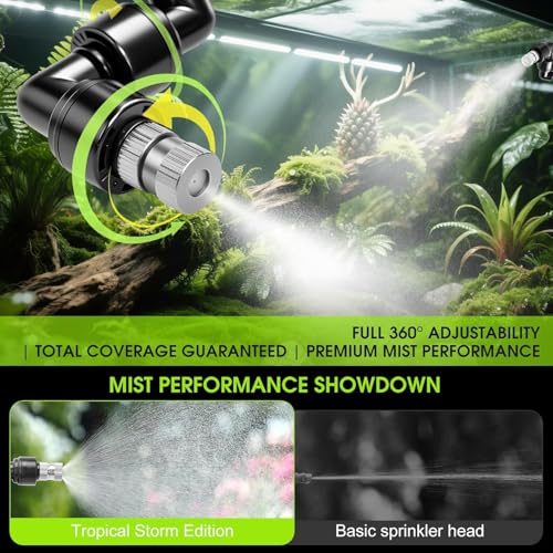 Automatic Reptile Mister Timer 360 Nozzle Terrarium Misting System | Automatic Reptile Mister with Timer 360 Nozzles External Water Supply Quiet Misting System Easy DIY for Terrariums Humidifier