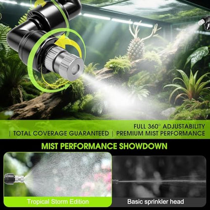 Automatic Reptile Mister Timer 360 Nozzle Terrarium Misting System | Automatic Reptile Mister with Timer 360 Nozzles External Water Supply Quiet Misting System Easy DIY for Terrariums Humidifier