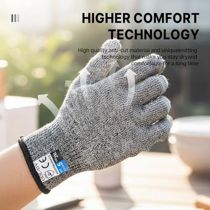 Level 5 Cut Resistant Gloves, Touch-Screen Compatible, Cut Resistant Gloves Food Grade For Oyster Shucking, Meat Cutting, Mandoline Slicer, Knife Handling, Wood Carving (Grey, S) - color: Grey, size: Small