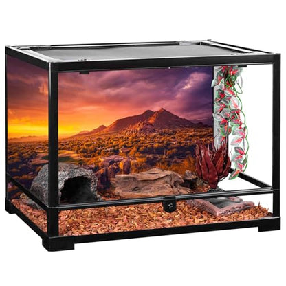 72x18 in Desert Mountain Terrarium Backdrop Oasis Reptile Habitat Backdrop | AWERT Golden Sunset Oasis Gobi Durable Polyester Background - size: 72x18in/180x45cm
