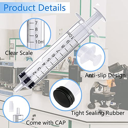 10 Pack 10ml/cc Plastic Syringe Liquid Measuring Syringe Tools