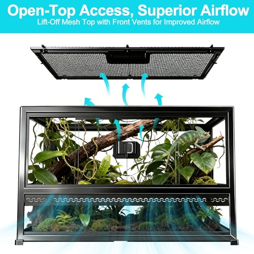 16 Gallon Reptile Glass Enclosure 22" x 14" x 12“ | Front Opening Reptile Terrarium Tank, Easy Assembly Habitat for Geckos, Small Lizards, Corn Snakes, Frogs, Hermit Crab - size: 22" x 14" x 12"