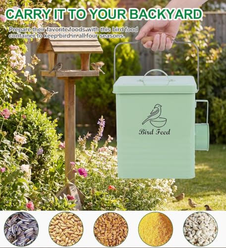 Bird Seed Storage Container Airtight,7LB Bird Food Container with Scoop/Handle,Portable Bird Seed Containers Storage For Outdoor or Indoor
