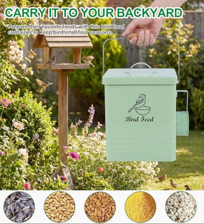 Bird Seed Storage Container Airtight,7LB Bird Food Container with Scoop/Handle,Portable Bird Seed Containers Storage For Outdoor or Indoor