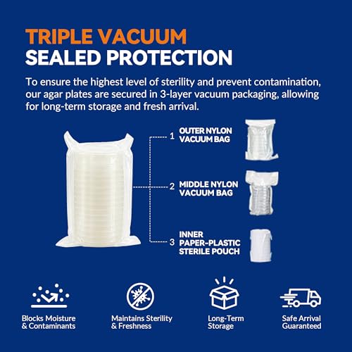9cm Nutrient Agar Petri Dishes, Triple Vacuum Sealed, 10 PCS | Pre-Poured lab kit includes 10 sterile swabs, 2 pipettes & 2 vials, perfect for science and educational use - color: Nutrient Agar Petri Dishes